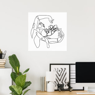 Flourish – Feminine Line Art with Flowers Poster