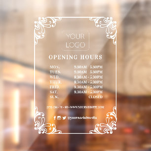 Flourish Frame Custom Business Logo Opening Hours