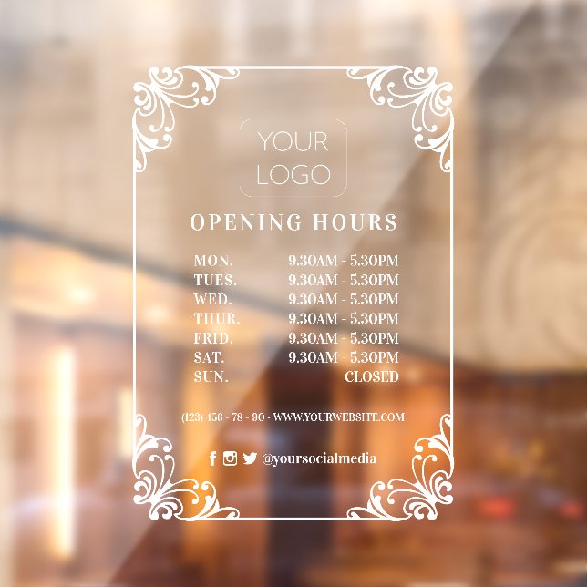 Flourish Frame Custom Business Logo Opening Hours (Sheet 2)