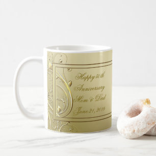 Flourish Gold 50th Wedding Anniversary Coffee Mug