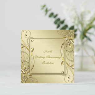 Flourish Gold 50th Wedding Anniversary Invitation