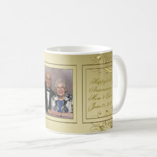 Flourish Gold 50th Wedding Anniversary Photo Coffee Mug