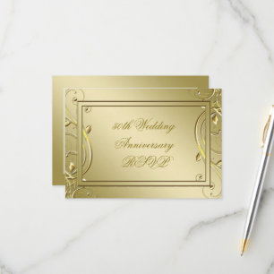 Flourish Gold 50th Wedding Anniversary RSVP Card