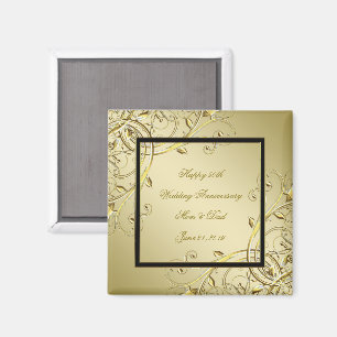 Flourish Gold Black 50th Wedding Anniversary Magnet