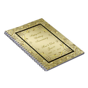 Flourish Gold Black 50th Wedding Anniversary Notebook