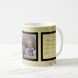 Flourish Gold Black 50th Wedding Anniversary Photo Coffee Mug