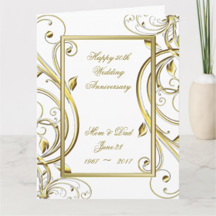 Flourish Gold White 50th Anniversary 8.5x11 Card