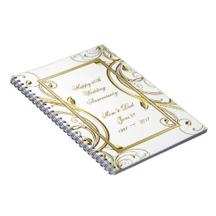 Flourish Gold White Golden Wedding Anniversary Notebook