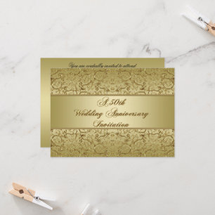 Flourish Golden 50th Wedding Anniversary Invitation