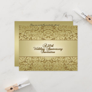 Flourish Golden 50th Wedding Anniversary Invitation