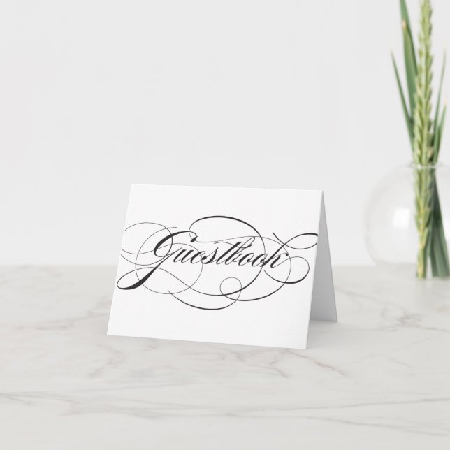 Flourish Guestbook Reception Sign Holiday Card (Front)