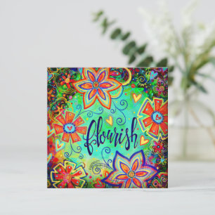 Flourish Modern Floral Encouragement Pretty  Thank You Card