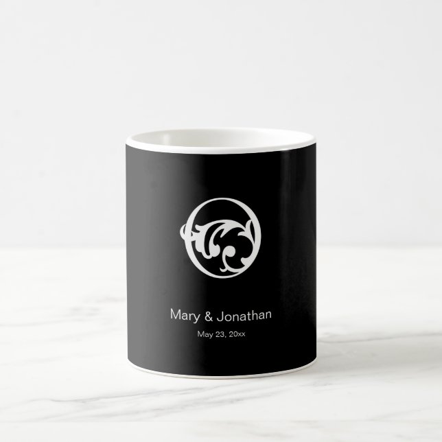 FLOURISH MONOGRAM  LETTER O BLACK COFFEE MUG (Center)