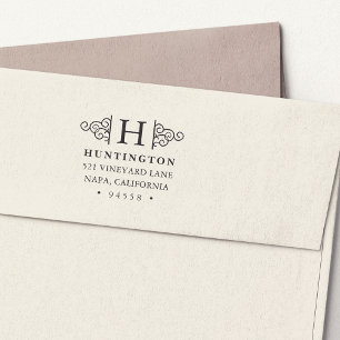 Flourish Monogram Return Address Stamp