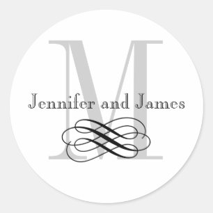 Flourish Monogram Wedding Logo Stickers