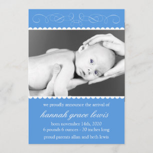 Flourish New Baby Announcements (Royal Blue)