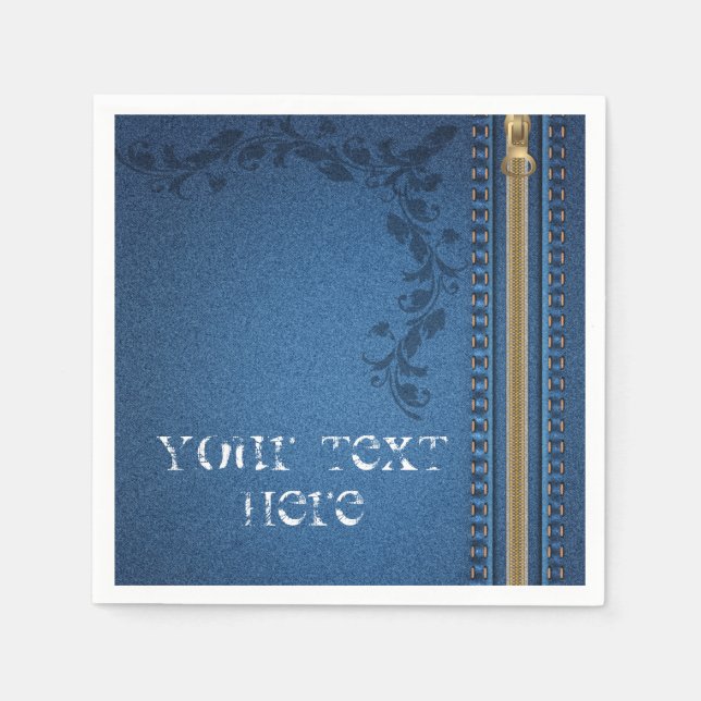 Flourish Painted Jeans Denim Napkin (Front)