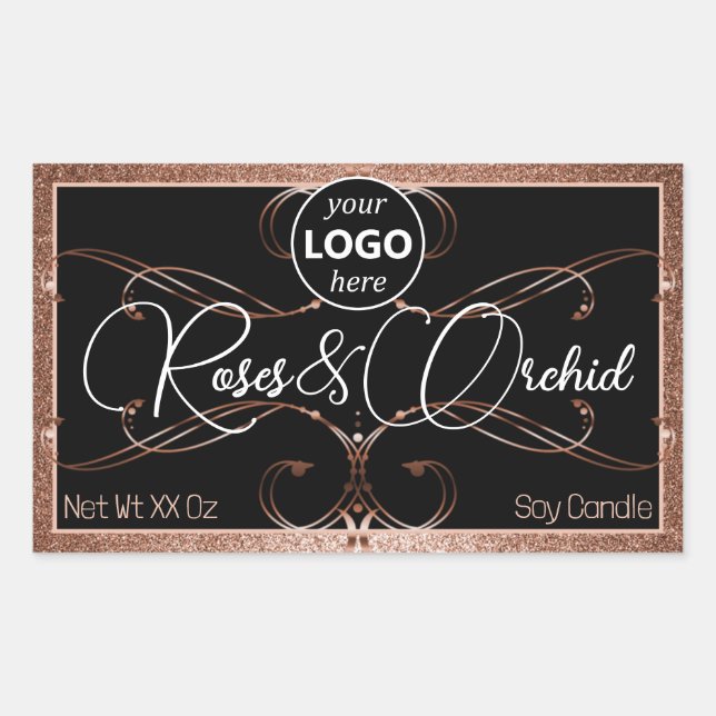 Flourish Rose Gold Product Labels Logo Rectangle (Front)