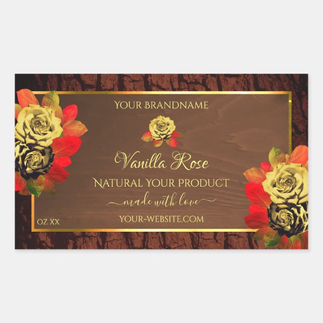 Flourish Roses Product Label Dark Brown Wood Grain (Front)