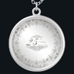 Flourish Silver 25th Anniversary Silver Plated Necklace<br><div class="desc">A Digitalbcon Images Design featuring a platinum silver colour and flourish design theme with a variety of custom images, shapes, patterns, styles and fonts in this one-of-a-kind "Flourish Silver 25th Wedding Anniversary" Silver Plated Necklace. This elegant and attractive design comes complete with the iconic silver anniversary element design to express...</div>