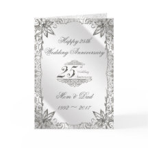 Flourish Silver 25th Wedding Anniversary Card