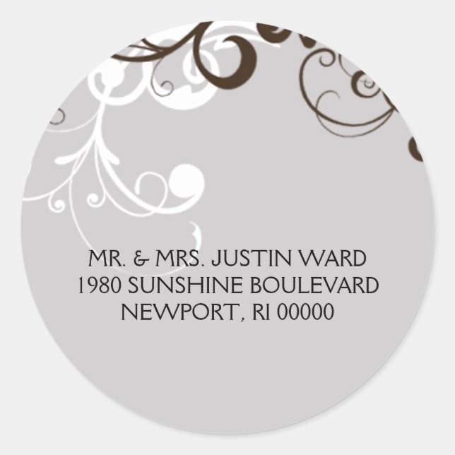 flourish; silver address classic round sticker (Front)