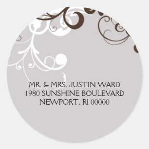 flourish; silver address classic round sticker