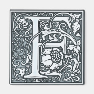 flourish silver monogram - F Magnet