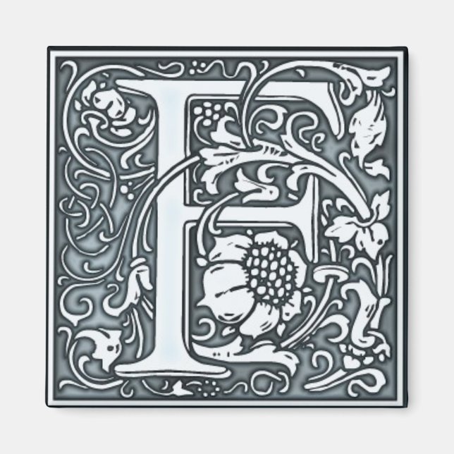 flourish silver monogram - F Magnet (Front)