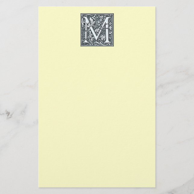 flourish silver monogram - M Stationery (Front)