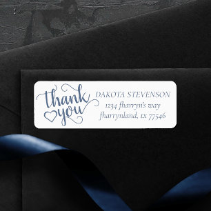 Flourish Slate Thank You   Blue Return Address Label