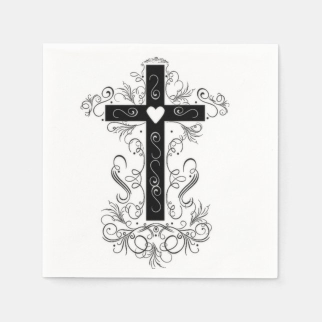 Flourish styled cross napkin (Front)