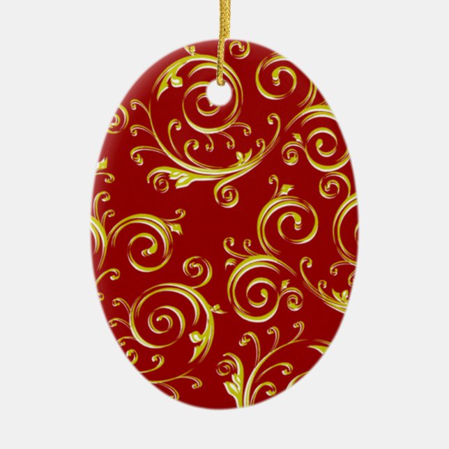 Flourish Swirl Ceramic Ornament (Front)