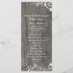 flourish swirls lace wood country wedding programs
