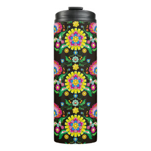 Flourish tiled folk seamless pattern thermal tumbler