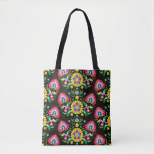 Flourish tiled folk seamless pattern tote bag