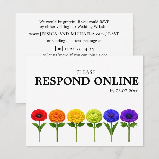 🌈 Flourish Together Horizontal RSVP Online  Card (Front/Back)