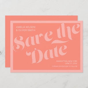 Flourish Typography Coral Salmon Save the Date