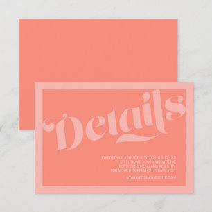 Flourish Typography Coral Salmon Wedding Details Enclosure Card