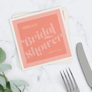 Flourish Typography Salmon Coral Bridal Shower Napkin