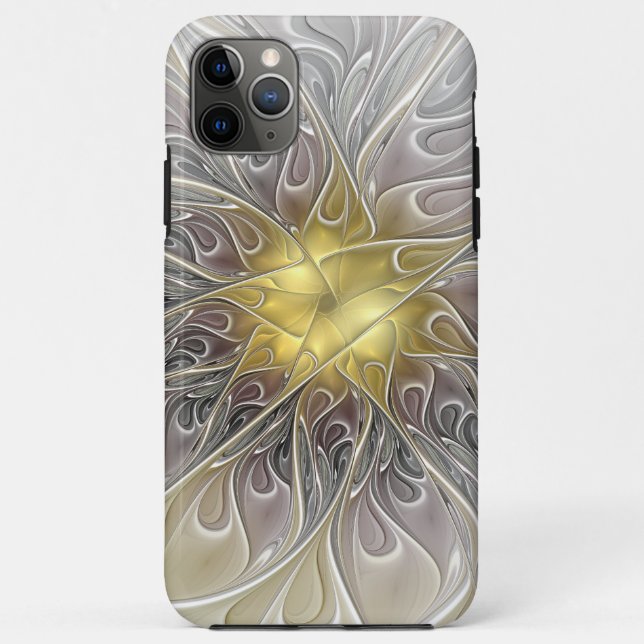 Flourish With Gold Modern Abstract Fractal Flower Case-Mate iPhone Case (Back)