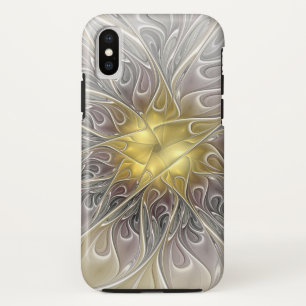 Flourish With Gold Modern Abstract Fractal Flower iPhone XS Case