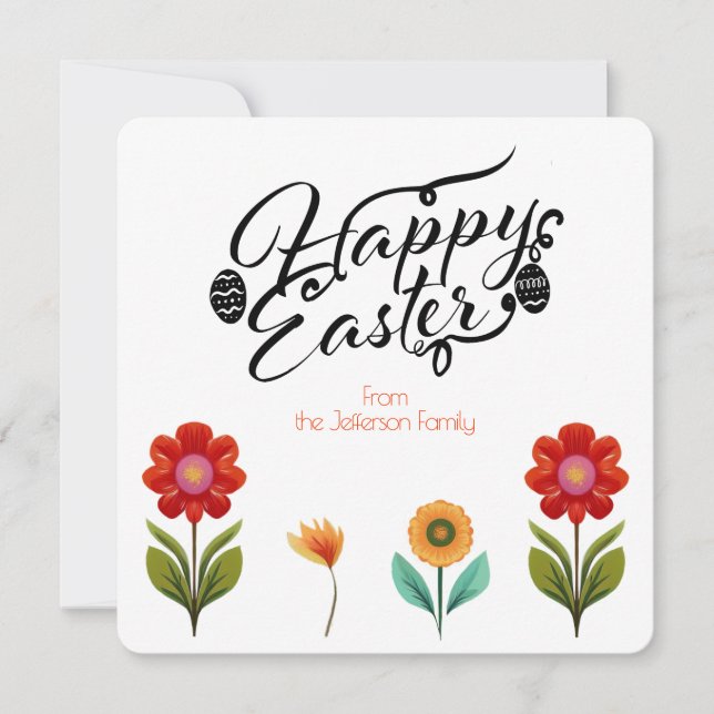 Flourished Boho Calligraphy Personalised Easter  Card (Front)