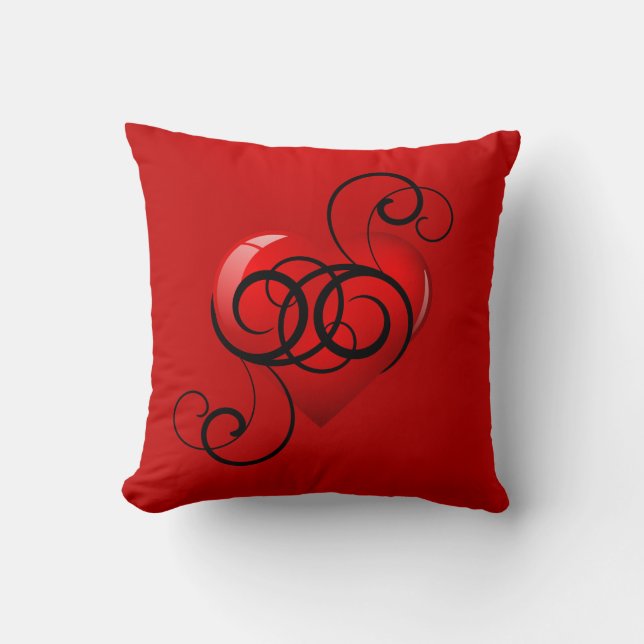 Flourished Glossy Heart Cushion (Front)