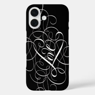 Flourished Love Calligraphy Lettering Secret Heart iPhone 16 Case