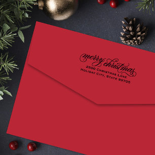 Flourished Merry Christmas Return Address Self-inking Stamp