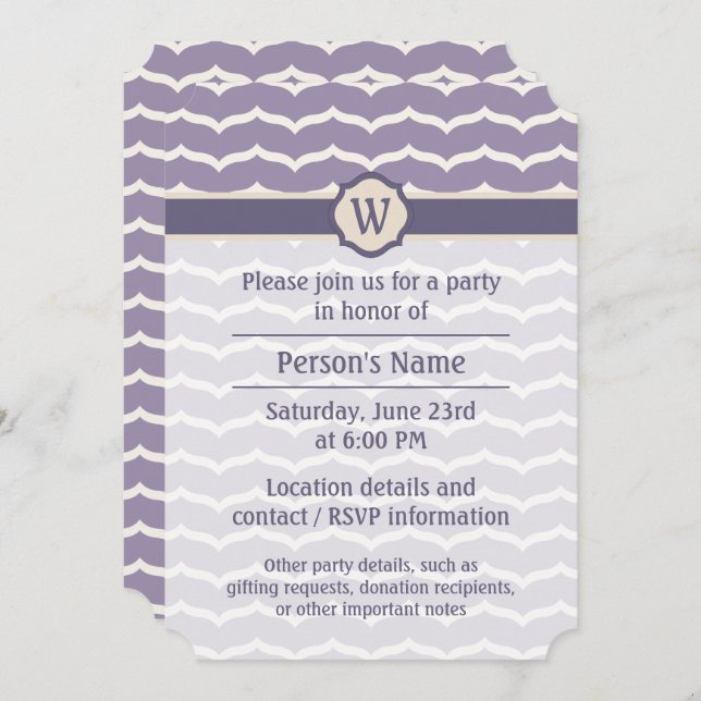 Flourished Zigzag Party Invitation (Front/Back)