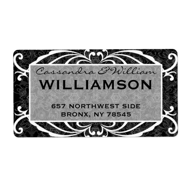 Flourishes and Damask Fancy Address Label (Front)