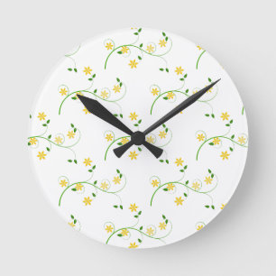 Flourishes and Flowers Round Clock