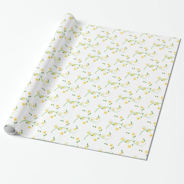 Flourishes and Flowers Wrapping Paper (Unrolled)